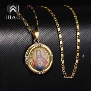 Vintage 18k Gold Plated Jesus Pendant